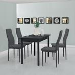 Eethoek eetkamerset Graz 5-delig tafel met stoelen donkergri, Huis en Inrichting, Complete eetkamers, Nieuw, Verzenden