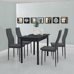 Eethoek eetkamerset Graz 5-delig tafel met stoelen donkergri, Verzenden, Nieuw