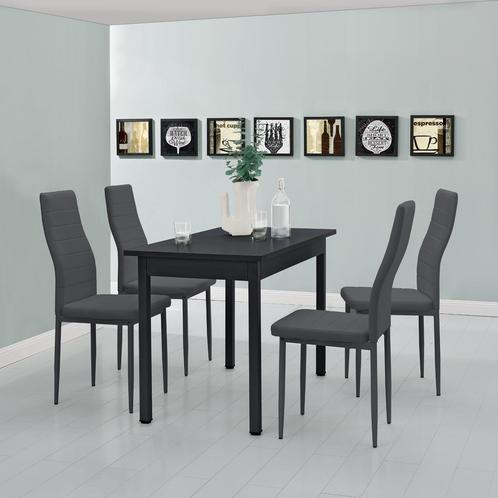 Eethoek eetkamerset Graz 5-delig tafel met stoelen donkergri, Huis en Inrichting, Tafels | Eettafels, Nieuw, Verzenden