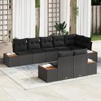 vidaXL 8-delige tuinsofa set met kussens - Zwart poly rattan, Tuin en Terras, Verzenden, Nieuw, Rotan