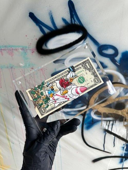 Alan Stefanov (1999) - Money Rocket 1 dollar bill, Antiek en Kunst, Kunst | Schilderijen | Modern
