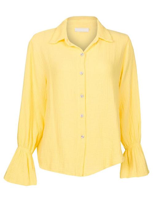 Blouse Wrinkled Geel, damestop met lange mouwen, Kleding | Dames, Tops, Verzenden