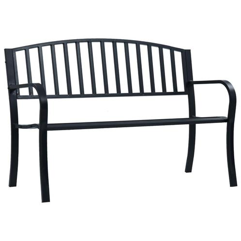 vidaXL Tuinbank 125 cm staal zwart, Tuin en Terras, Tuinbanken, Nieuw, Metaal, Verzenden