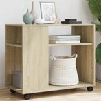 vidaXL Bijzettafel met wieltjes 70x35x60 cm hout sonoma, Huis en Inrichting, Tafels | Bijzettafels, Verzenden, Nieuw