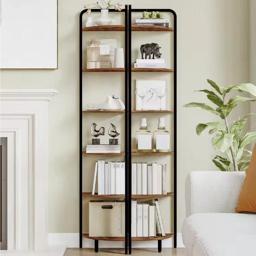 Hoekboekenkast met 6 Lagen – Industriële Kast met Metaalfram, Huis en Inrichting, Kasten | Boekenkasten, Nieuw, Verzenden