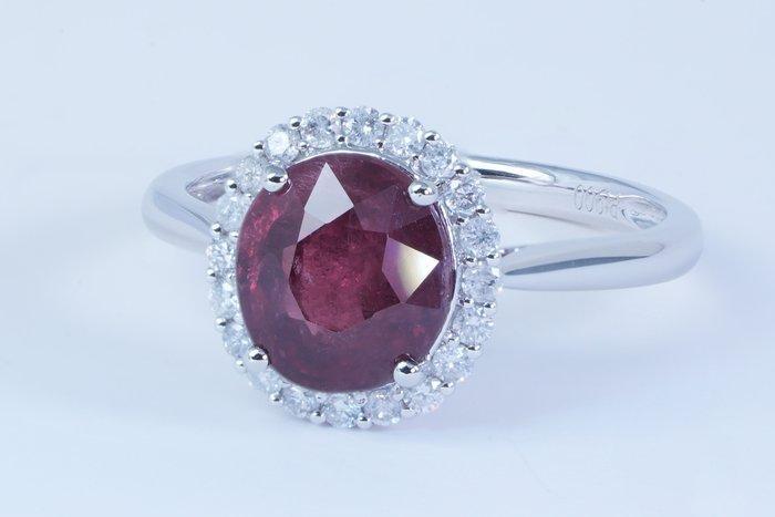Zonder Minimumprijs - Ring Platina - 3.24ct. tw. Granaat -, Sieraden, Tassen en Uiterlijk, Ringen