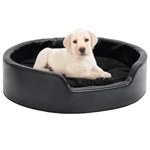 vidaXL Hondenmand 69x59x19 cm pluche en kunstleer zwart, Dieren en Toebehoren, Honden-accessoires, Nieuw, Verzenden