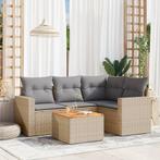 vidaXL 5-delige Loungeset met kussens poly rattan beige, Tuin en Terras, Tuinsets en Loungesets, Verzenden, Nieuw, Rotan, Loungeset