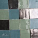 Platinum Metallic groen en blauw mix handvorm tegels 13x13, Doe-het-zelf en Verbouw, Nieuw, Verzenden