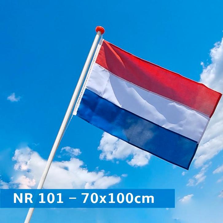 NR 101: Nederlandse vlag 70x100 cm standaardblauw, Diversen, Vlaggen en Wimpels, Nieuw
