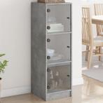 vidaXL buffetkast met glazen deuren 35x37x109 cm betongrijs, Huis en Inrichting, Kasten | Buffetkasten, Minder dan 50 cm, Verzenden