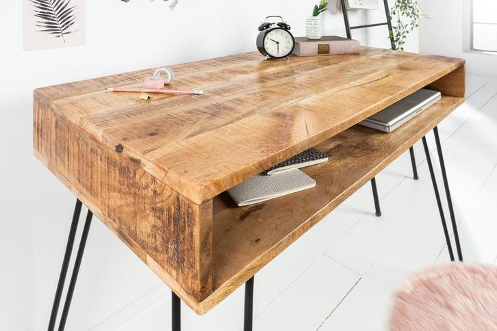 Massief bureau SCORPION 100 cm natuurlijke mangohouten, Huis en Inrichting, Bureaus, Ophalen of Verzenden