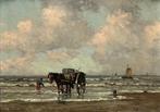 P.Wagemans (XX) - Paard en kar op het strand