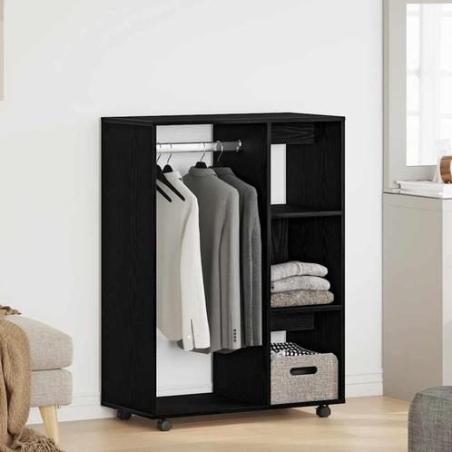 vidaXL Kledingkast 80x40x110 cm bewerkt hout zwart, Huis en Inrichting, Kasten | Kledingkasten, Nieuw, Verzenden