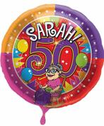 Sarah 50 jaar Knalfeest folieballon - 43cm, Kleding | Dames, Carnavalskleding en Feestkleding, Ophalen of Verzenden, Nieuw