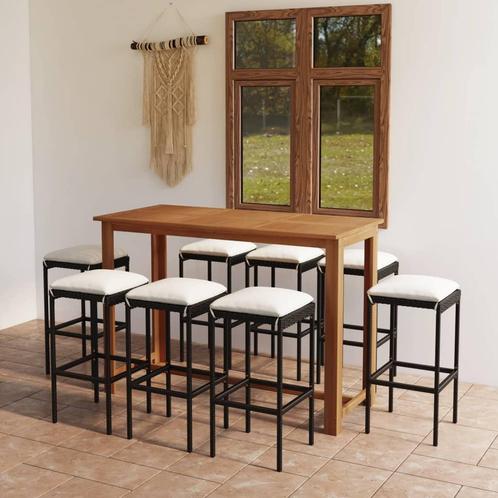 vidaXL 9-delige Tuinbarset met kussens zwart, Tuin en Terras, Tuinsets en Loungesets, Nieuw, 8 zitplaatsen, Hardhout, Verzenden