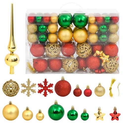 vidaXL 112-delige Kerstballenset polystyreen rood groen en, Diversen, Kerst, Nieuw, Verzenden