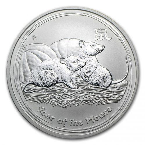 Lunar II - Year of the Mouse - 5 oz 2008 (3.005 oplage), Postzegels en Munten, Munten | Oceanië, Losse munt, Zilver, Verzenden