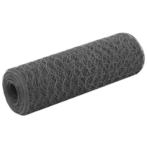 vidaXL Kippengaas 25x0,5 m staal met PVC coating grijs, Tuin en Terras, Schuttingen, Nieuw, IJzer, Minder dan 1 meter, Verzenden