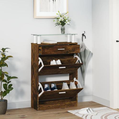 vidaXL Schoenenkast 63x24x104 cm bewerkt hout gerookt, Huis en Inrichting, Kasten | Schoenenrekken, Nieuw, Verzenden