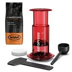 AeroPress Clear Red Coffee Maker + Bristot lAmericano ko..., Ophalen of Verzenden, Nieuw