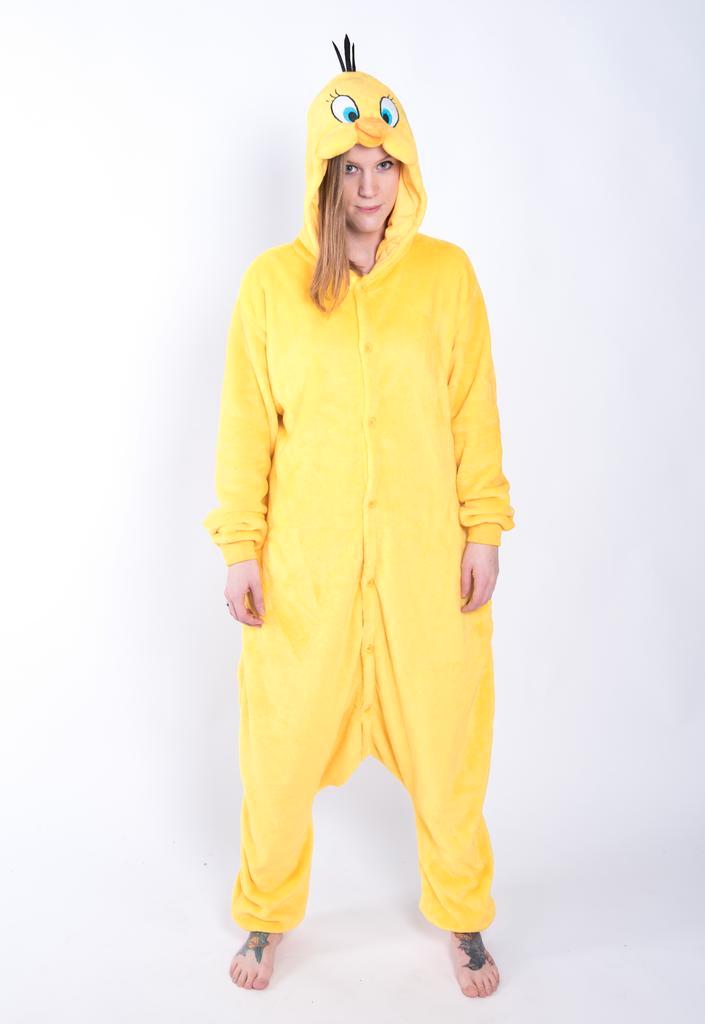 Onesie Tweety Pak Kind 128-134 Kanarie Vogel Kostuum Jumpsui, Kinderen en Baby's, Carnavalskleding en Verkleedspullen, Nieuw, 134 t/m 140
