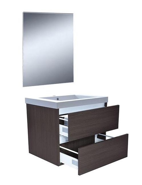 Vision meubelset (incl. spiegel) 60 cm houtnerf grijs, Huis en Inrichting, Badkamer | Badkamermeubels, Nieuw, Verzenden