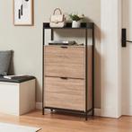 Schoenkast Belana 116x60x24 cm zwart en eikenkleurig [en.cas, Huis en Inrichting, Kasten | Schoenenkasten, Verzenden, Nieuw