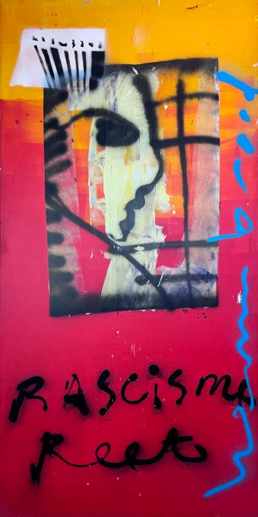 Herman Brood | Origineel Schilderij: Rascisme Reet, Antiek en Kunst, Kunst | Schilderijen | Klassiek, Ophalen of Verzenden