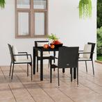 vidaXL Tuinstoelen 4 st met kussens poly rattan zwart, Tuin en Terras, 4 zitplaatsen, Nieuw, Tuinset, Verzenden