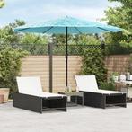 vidaXL Parasol met stalen paal 324x324x247 cm blauw, Tuin en Terras, Parasols, Verzenden, Nieuw, 3 tot 4 meter