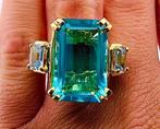 Zonder Minimumprijs - Ring - 9 kt. Geel goud, Zilver Topaas, Sieraden, Tassen en Uiterlijk, Ringen, Nieuw