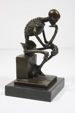 sculptuur, Denkend Gothic Skelet - 15 cm - Brons, Marmer, Antiek en Kunst