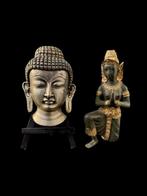 Set of 2 Buddha figures: Buddha Head Mask - Thailand (Zonder, Antiek en Kunst