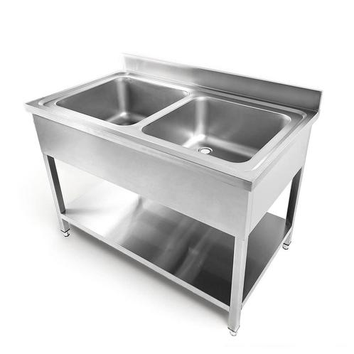 HCB Spoeltafel - dubbele spoelbakken - 120 cm - RVS, Zakelijke goederen, Horeca | Keukenapparatuur, Nieuw in verpakking, RVS Meubilair
