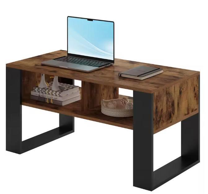 Salontafel 90 cm met open vakken – Vintage industrieel, Huis en Inrichting, Tafels | Salontafels, Nieuw, Verzenden