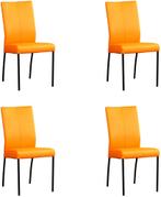 Set van 4 Oranje leren moderne eetkamerstoelen - Toledo Leer, Huis en Inrichting, Stoelen, Nieuw, Leer, Ophalen of Verzenden, Vier