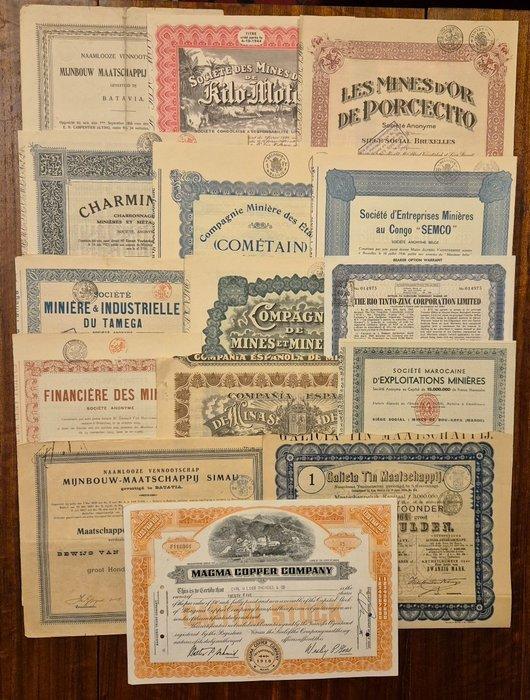 De hele wereld. Collection mining history share certificates, Antiek en Kunst, Antiek | Speelgoed