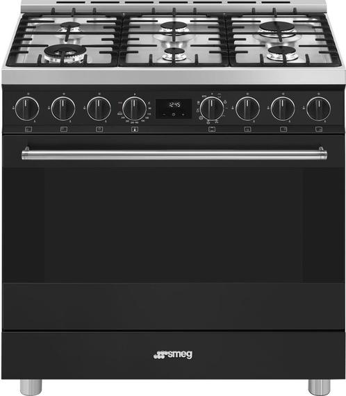 Smeg B91GMMBNLK2 gas fornuis - mat zwart, Witgoed en Apparatuur, Fornuizen, 60 cm of meer, Vrijstaand, 5 kookzones of meer, Energieklasse A of zuiniger