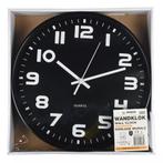 Benson Strakke zwarte wandklok - modern design - Ø30 cm -.., Huis en Inrichting, Woonaccessoires | Klokken, Ophalen of Verzenden
