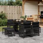 vidaXL 9-delige Tuinset poly rattan zwart, Nieuw, 8 zitplaatsen, Tuinset, Verzenden