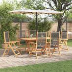 vidaXL Tuin Eetset 7 pcs Grijs Tafel, 160x85x75 cm Stoel,, Tuin en Terras, Verzenden, Nieuw