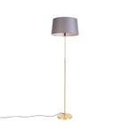 Vloerlamp goud/messing met linnen kap grijs 45 cm - Parte, Verzenden, Nieuw, Country-rustic