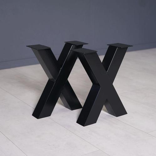 X Poot Bankje / Salontafelonderstel zwart gepoedercoat staal, Huis en Inrichting, Tafelonderdelen, Minder dan 50 cm, Tafelpoot