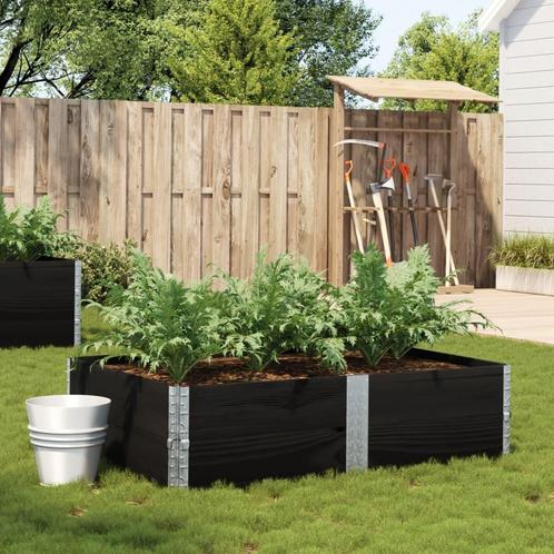 vidaXL Plantenbak 150x100 cm massief grenenhout zwart, Tuin en Terras, Bloembakken en Plantenbakken, Nieuw, Hout, Verzenden