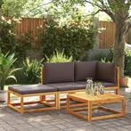 vidaXL 3-delige tuinbankset met kussens acaciahout & touw, Tuin en Terras, Tuinsets en Loungesets, Verzenden, Nieuw, Hardhout