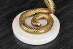 Ronde bijzettafel WILDLIFE COBRA 65cm goud wit marmer slang, Ophalen of Verzenden, Nieuw
