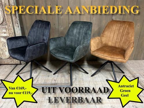 Draai Eetkamerstoel Cowboy Velvet uit voorraad leverbaar!, Huis en Inrichting, Stoelen, Nieuw, Metaal, Stof, Ophalen of Verzenden