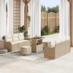 vidaXL Tuinbankenset met kussen 9 pcs Beige poly rattan, Verzenden, Nieuw, Rotan
