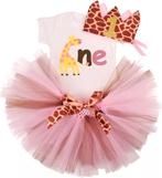 Luxe uitgevoerde cakesmash set Giraf, Kinderen en Baby's, Babykleding | Maat 80, Nieuw, Jurkje of Rokje, Meisje, Sweet-one